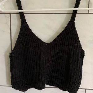 Black knitted crop tank